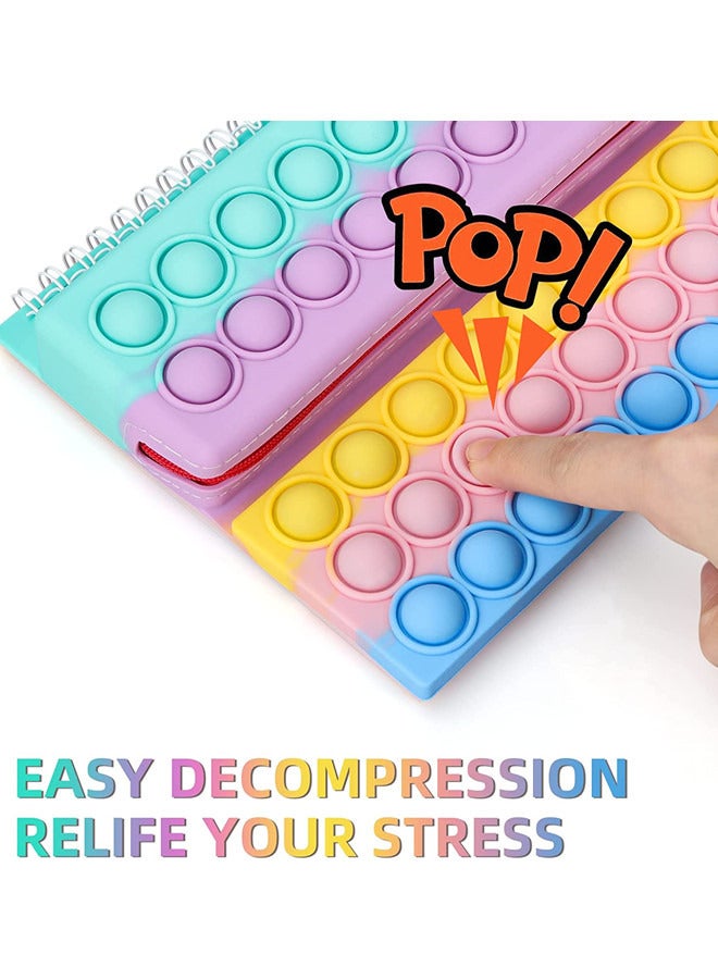 ISank Pop Notebook Pencil Case, Fidget Push It Bubble Toys Pencil Box Notebook 2 in 1 Design,Relieve Stress Spiral Notebooks A5 Office school Stationery  - Image 5