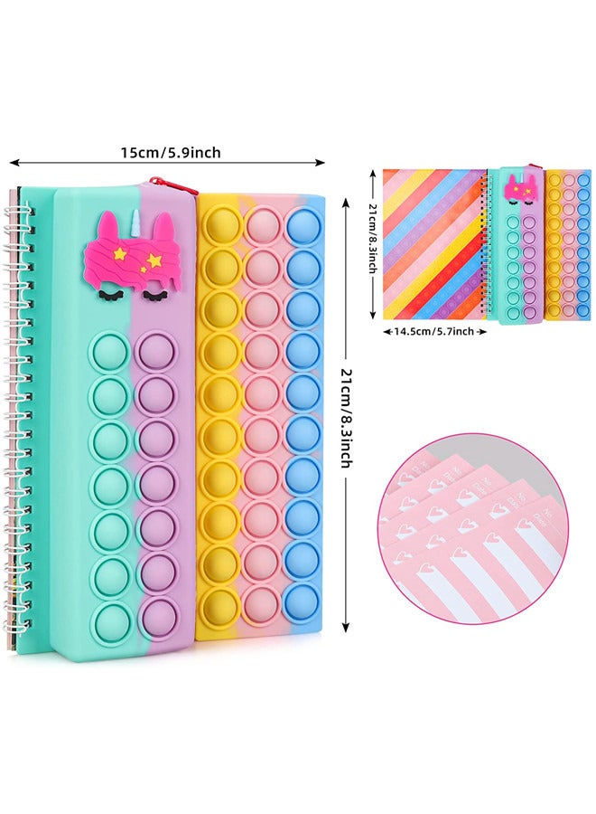 ISank Pop Notebook Pencil Case, Fidget Push It Bubble Toys Pencil Box Notebook 2 in 1 Design,Relieve Stress Spiral Notebooks A5 Office school Stationery  - Image 4