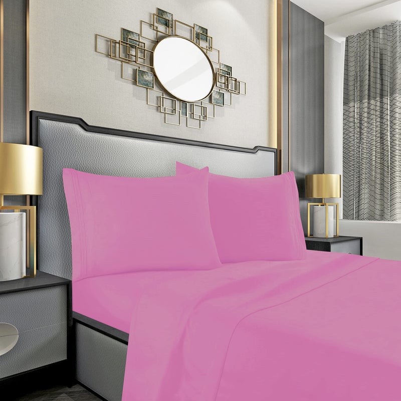 Mocassi Full Sheet Set Luxury Hotel 1800 Premier Bedding Sheets Pillowcases Ultra Soft Breathable Cooling Bed Sheets Deep Pocket Wrinkle Resistant 4 Piece Set Full Light Pink