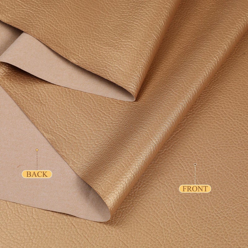 Konelia Faux Leather Fabric, 55" Wide Upholstery Fabric by The Yard Marine Vinyl Fabric Outdoor Pu Leather Waterproof Sheets Fabric for Crafts Sewings Sofa Wallets Handbag Earrings Bows 1 Yard Gold - Image 4