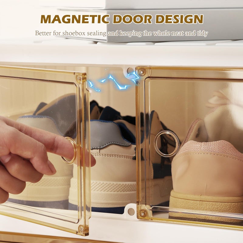ELPHECO 9 Tier 18 Pairs Shoe Rack Organizer Foldable Sneaker Cabinet Bins, Stackable Shoe Storage Shelf, Collapsible Shoe Cabinet with Double Doors for Entryway - Image 5