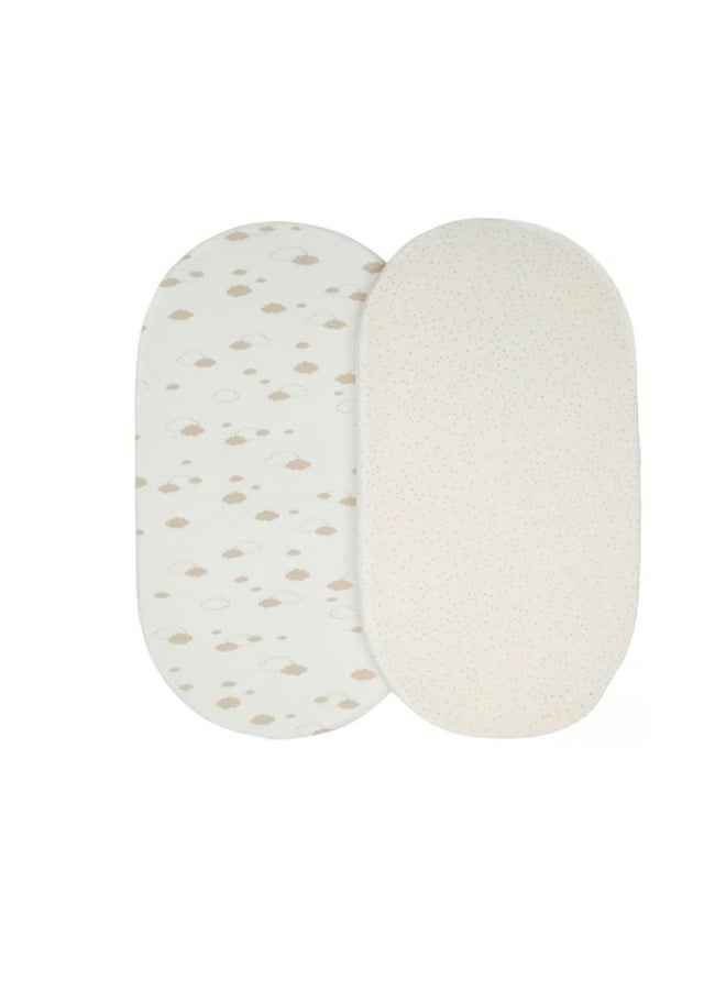 ALSKVARD ÄLSKVÄRD Fitted sheet for bassinet, clouds/dots/off-white - Image 2