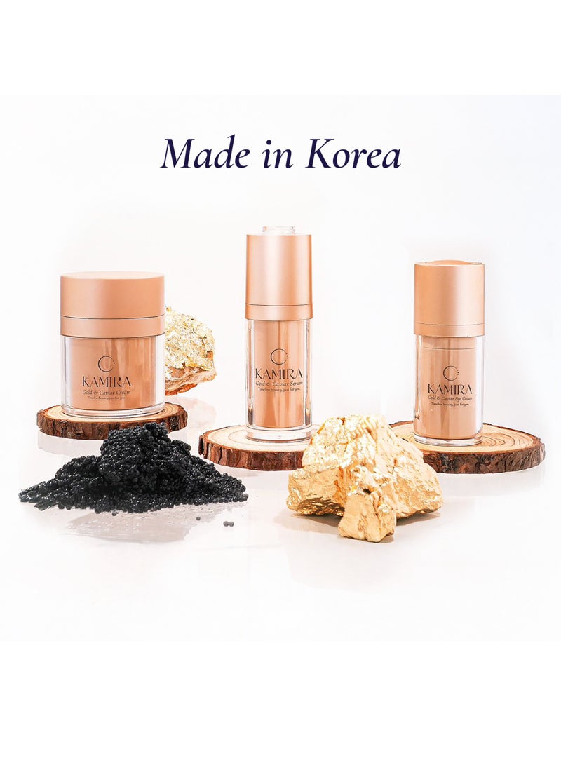 Kamira 24k Gold & Caviar Skincare Set with Hyaluronic Acid for Anti-Aging Face. Skincare Product, Hyaluronic Acid, Niacinamide, Caffeine, Vitamin C for Youthful Skin - Image 2