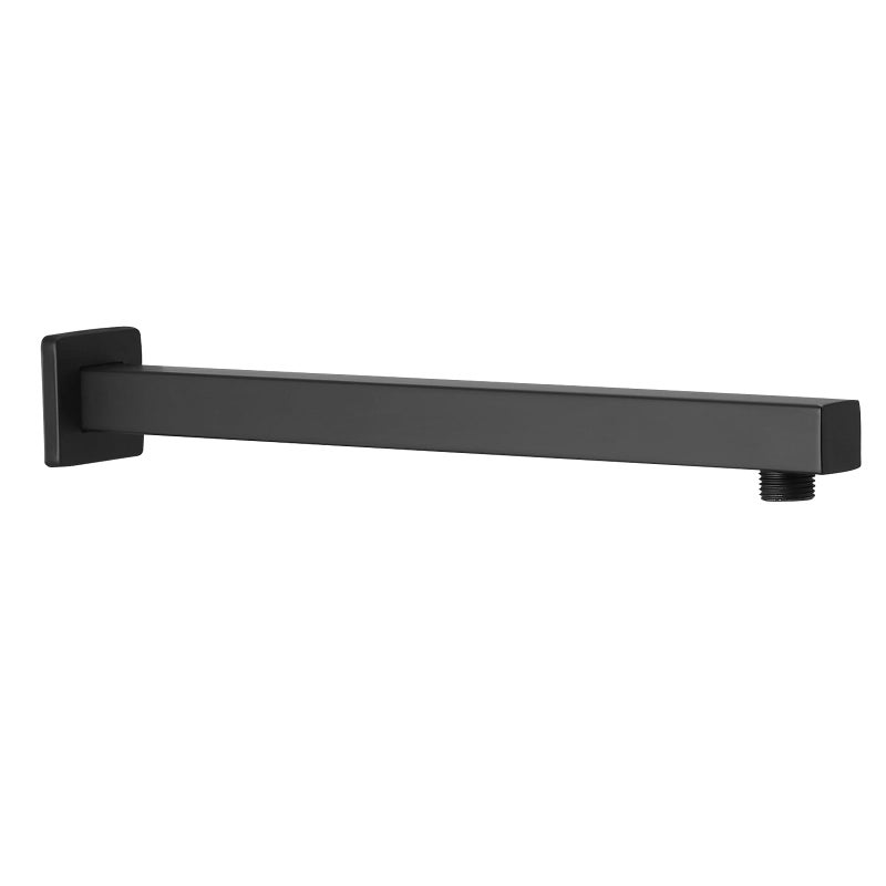 BESy 14 Inches Straight Extended Shower Arm With Flange, Rain Shower Head Extension Arms, Square Shower Rod Shower Head Extender Arm Shower Pipe Extension, Wall-Mounted Matte Black Stainless Steel - Image 1