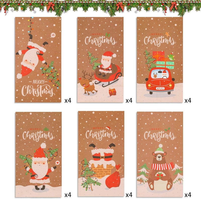 Konsait تقويم العد التنازلي لعيد الميلاد من كونسايت زينة عيد الميلاد 24 يومًا أكياس هدايا تفضيلات DIY تقويم العد التنازلي أكياس عيد الميلاد لملء الحفلات مع ملصقات الأرقام الملصقة والمشابك والحبل - Image 3