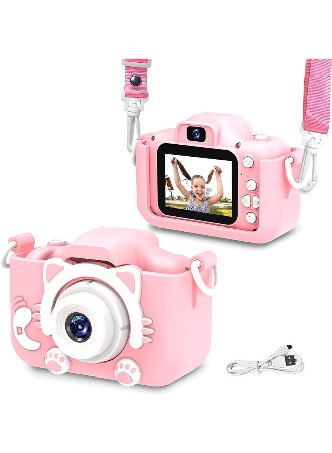 MANAM TRADING Kids Camera 1080P HD Digital Video Camera Toy for 3-12 Year Old Boys Girls Birthday Festival Gifts for Kids USB Rechargeable Kids Selfie Camera(Pink) - Image 2
