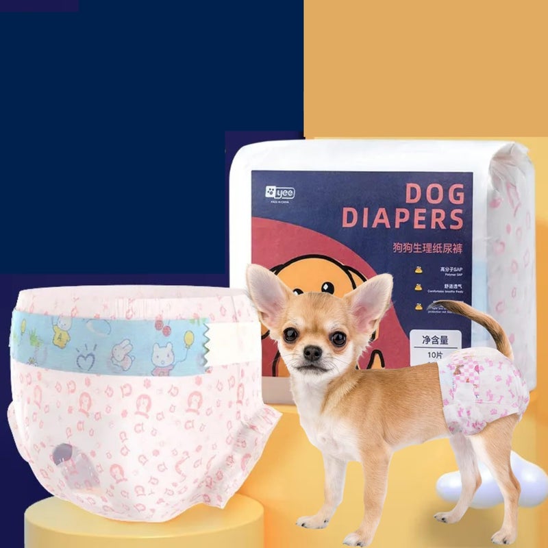 VAYINATO ® Env-Friendly Disposable 10 Pcs Pack for Female Dog and Cat Diaper Super Absorption and Anti-Leakage | Adjustable and Flexible Elastic with Velcro Strap (Extra Large) by Petzlifeworld - Image 1