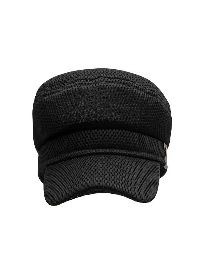 FASHIXD Newsboy Hats for Women Mesh Gatsby Cap Summer Chauffeur Plain Beret Hats (US, Alpha, One Size, Black) - Image 2