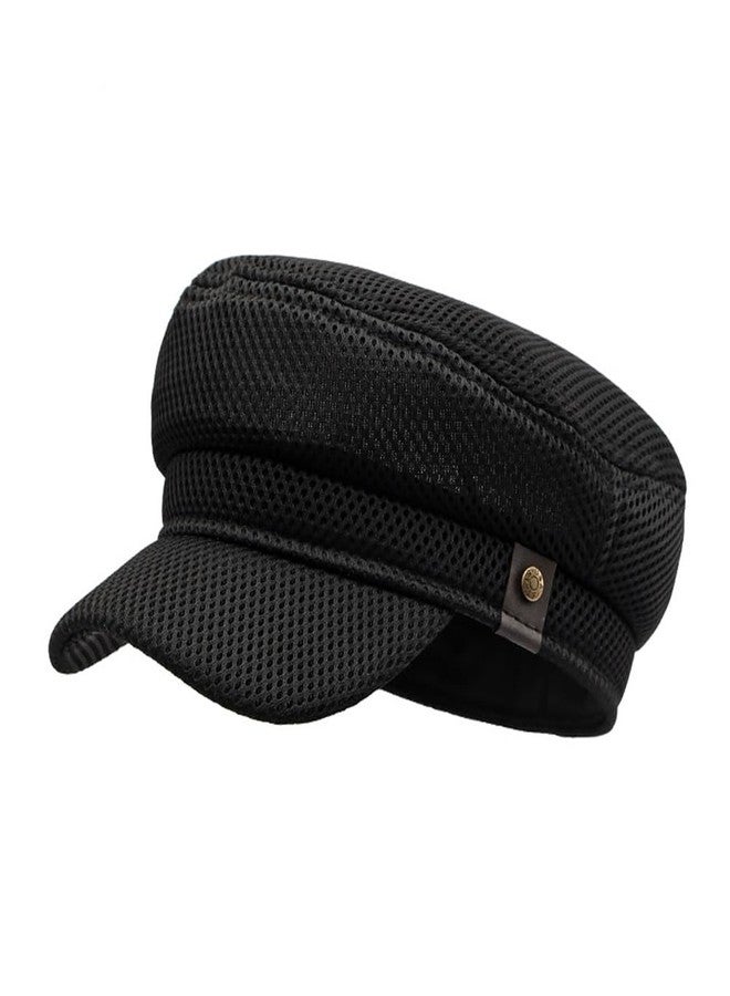 FASHIXD Newsboy Hats for Women Mesh Gatsby Cap Summer Chauffeur Plain Beret Hats (US, Alpha, One Size, Black) - Image 1