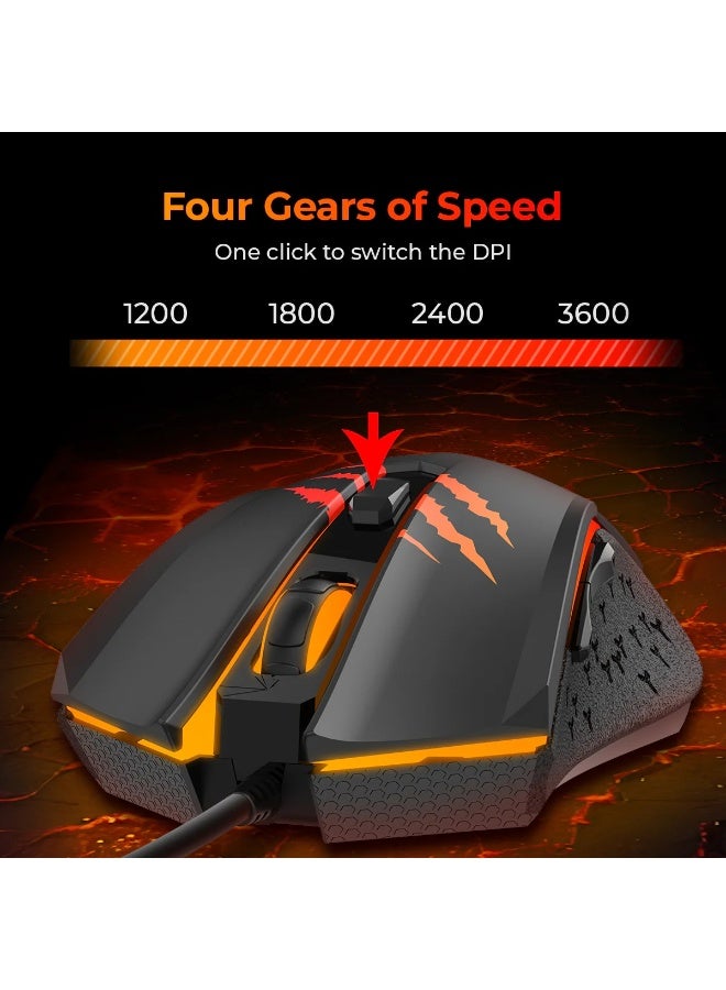 هافيت ماوس ألعاب احترافي HAVIT GAMENOTE MS1027 بإضاءة تنفس RGB – 4 مستويات DPI حتى 3600 – تصميم مريح مضاد للانزلاق – لون اسود - Image 4