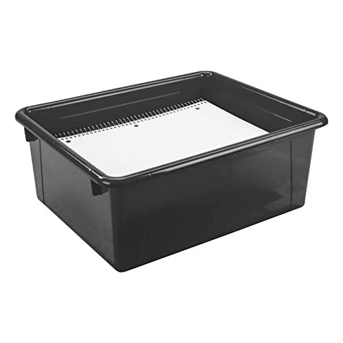 Storex Letter Size Deep Storage Tray – Organizer Bin for Classroom, Office and Home, Black, 5-Pack (62523U05C) - Image 5