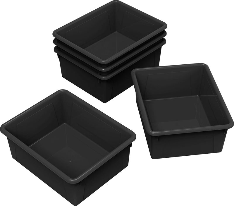 Storex Letter Size Deep Storage Tray – Organizer Bin for Classroom, Office and Home, Black, 5-Pack (62523U05C) - Image 3