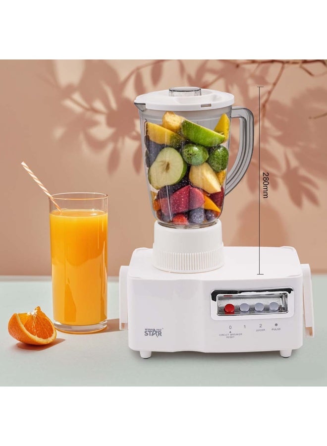 Winning Star ST-5558 4-in-1 Blender & Juicer Machine, 350W Electric Blender with 1.5L Jar, Juicer, Grinder & Mincer, Stainless Steel Blades, 2 Speeds with Pulse, Automatic Pulp Separation - Image 3