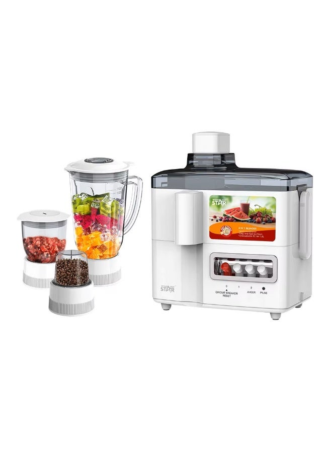 Winning Star ST-5558 4-in-1 Blender & Juicer Machine, 350W Electric Blender with 1.5L Jar, Juicer, Grinder & Mincer, Stainless Steel Blades, 2 Speeds with Pulse, Automatic Pulp Separation - Image 1