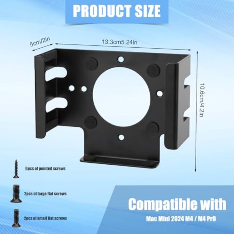 Space-Saving Under Desk Mount for Mac Mini M4 and M4 Pro 2024, Durable Carbon Steel Stand, Monitor Holder Bracket for Efficient Heat Dissipation - Image 4