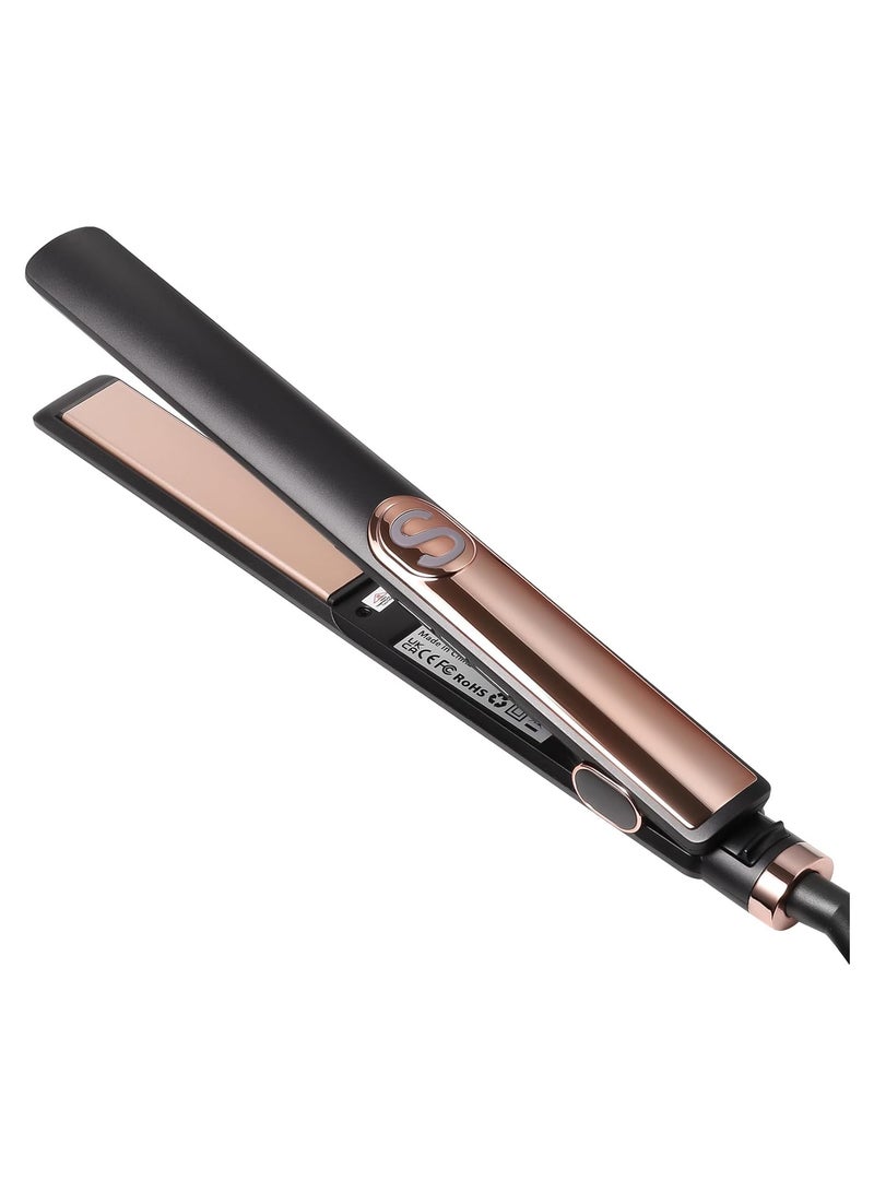 عام مكواة شعر ومكواة تجعيد 2 في 1 مع تسخين سريع خلال 15 ثانية و5 إعدادات حرارة - مكواة سيراميكية مسطحة عائمة كبيرة بجهد مزدوج لفرد الشعر. - Image 1
