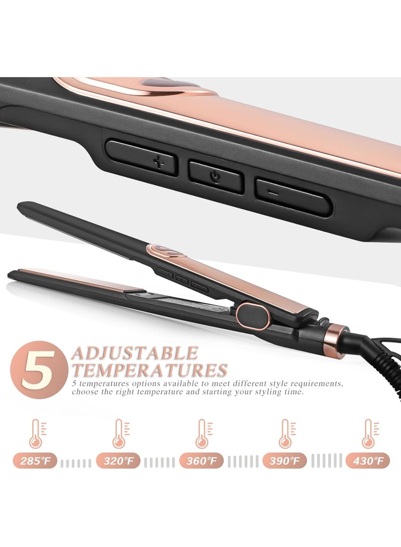 عام مكواة شعر ومكواة تجعيد 2 في 1 مع تسخين سريع خلال 15 ثانية و5 إعدادات حرارة - مكواة سيراميكية مسطحة عائمة كبيرة بجهد مزدوج لفرد الشعر. - Image 3