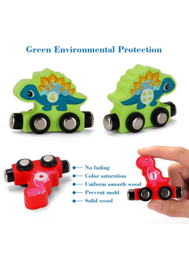 NASHRIO - Dinosaur Toys For 2 3 4 Years Old Boys Dinosaur Wooden Magnetic Train Set Fun Kids Educational Gifts Toys For Ages 24 Toddler Learning Toys For Birthday Gifts - Image 1