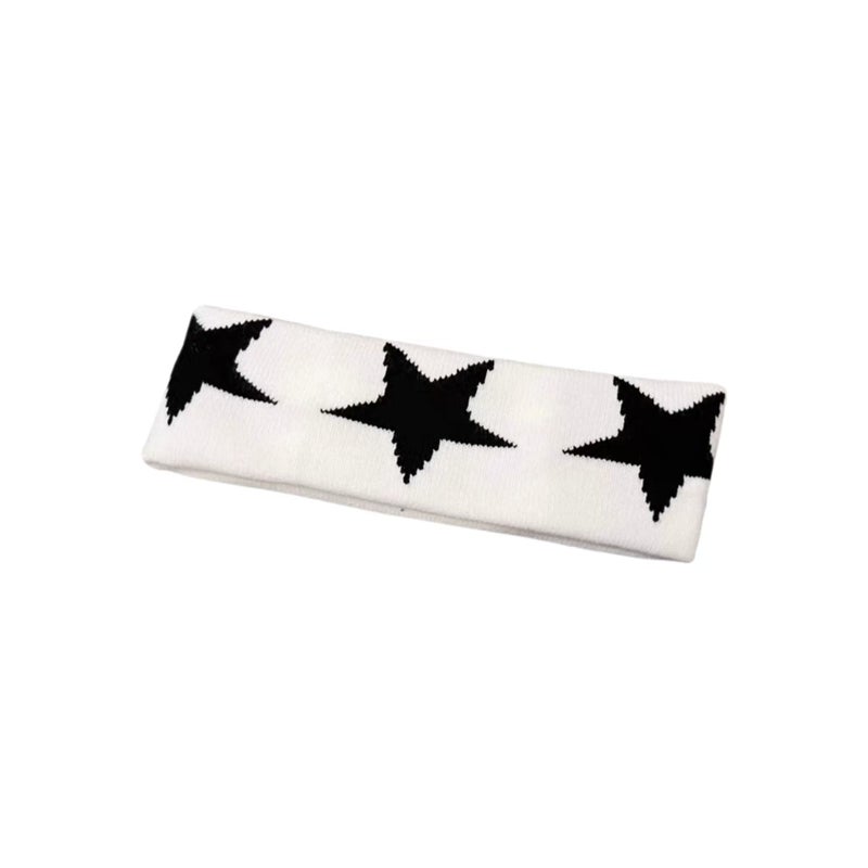 Generic Europe and the United States street personality moon hair belt net red beautiful girl crescent embroidery running, riding yoga sports headband Stars white