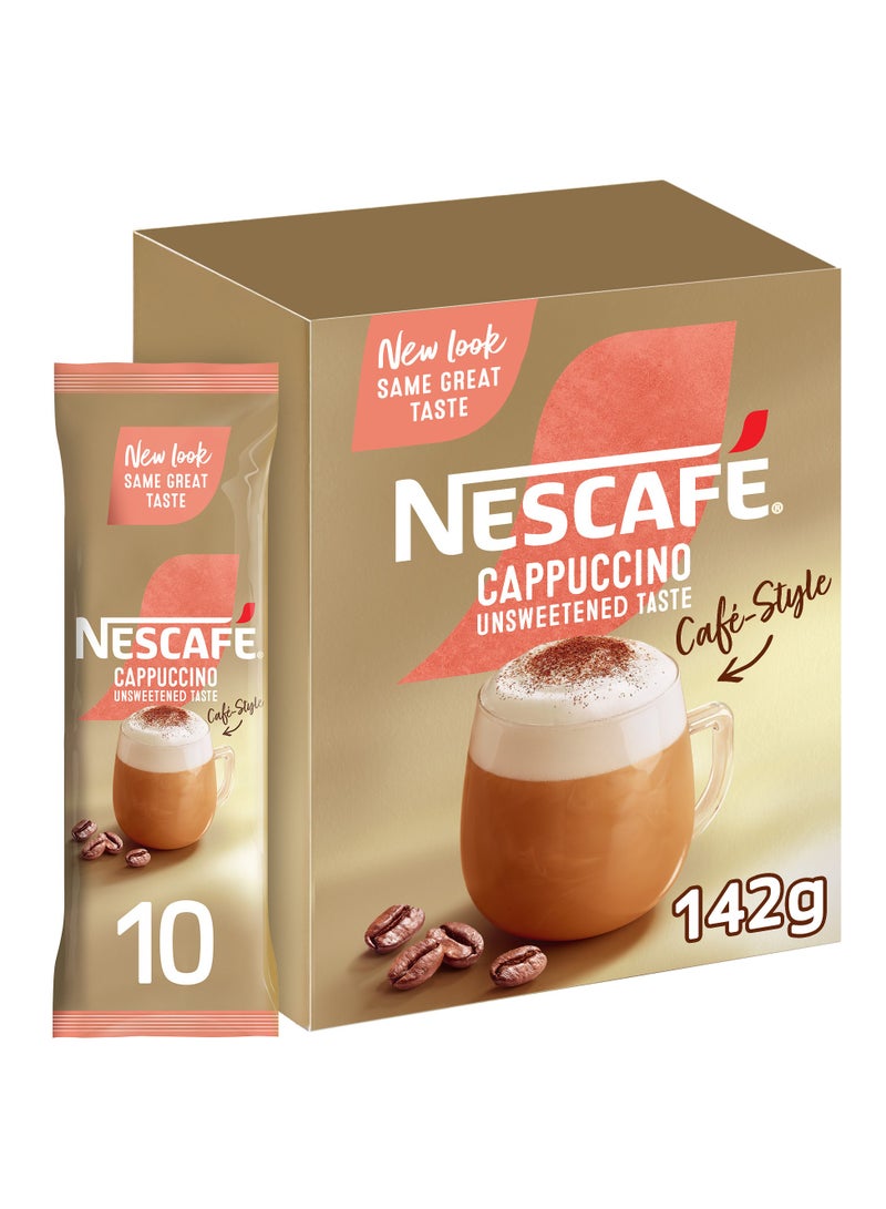 نسكافيه Cappuccino Coffee Mix Unsweetened Taste 10 Sachets 142gmgrams Pack of 10 - Image 2