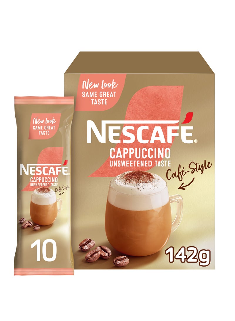 نسكافيه Cappuccino Coffee Mix Unsweetened Taste 10 Sachets 142gmgrams Pack of 10 - Image 1