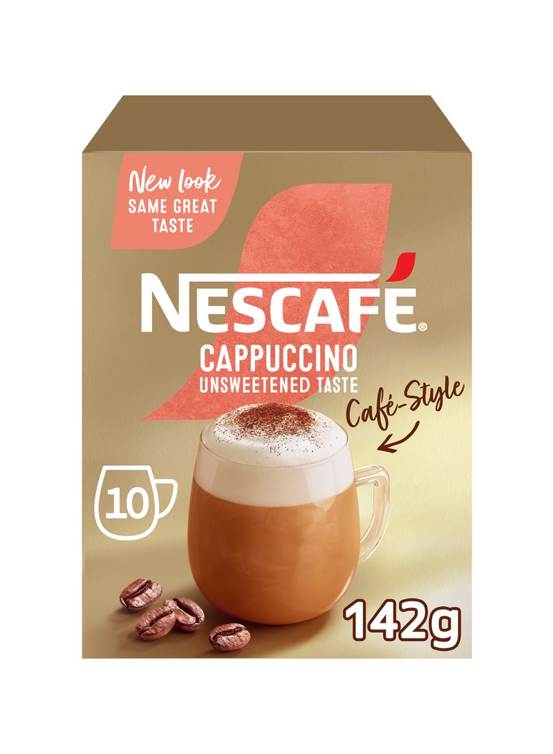 نسكافيه Cappuccino Coffee Mix Unsweetened Taste 10 Sachets 142gmgrams Pack of 10 - Image 3