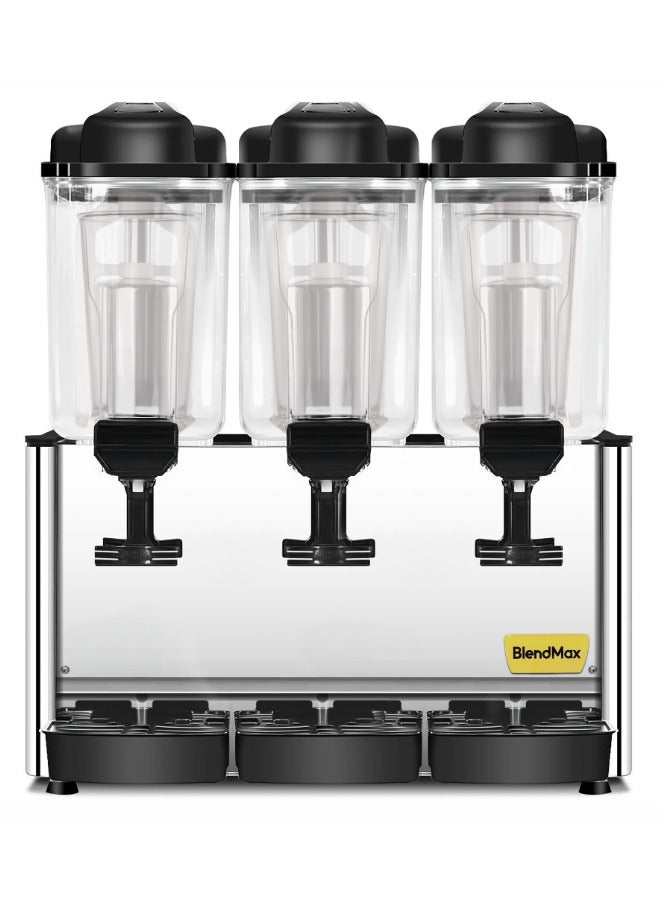BlendMax Commercial Cold Beverage Dispenser Machine, Juice Dispenser, Water Dispenser, with Drip Tray Transparent, 3 Tanks, 3x12 Litres, 624x445x655 (mm) - Image 2