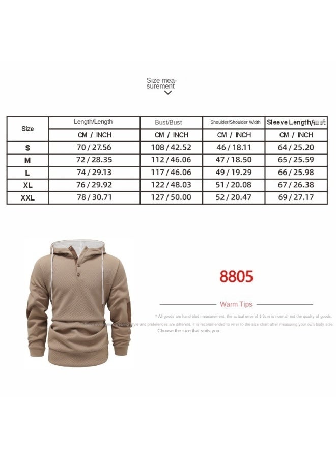 New سويت شيرت هودي رجالي بلون صلب بتصميم جاكار لفصل الخريف والشتاء، سترة رياضية فضفاضة عادية - Image 5