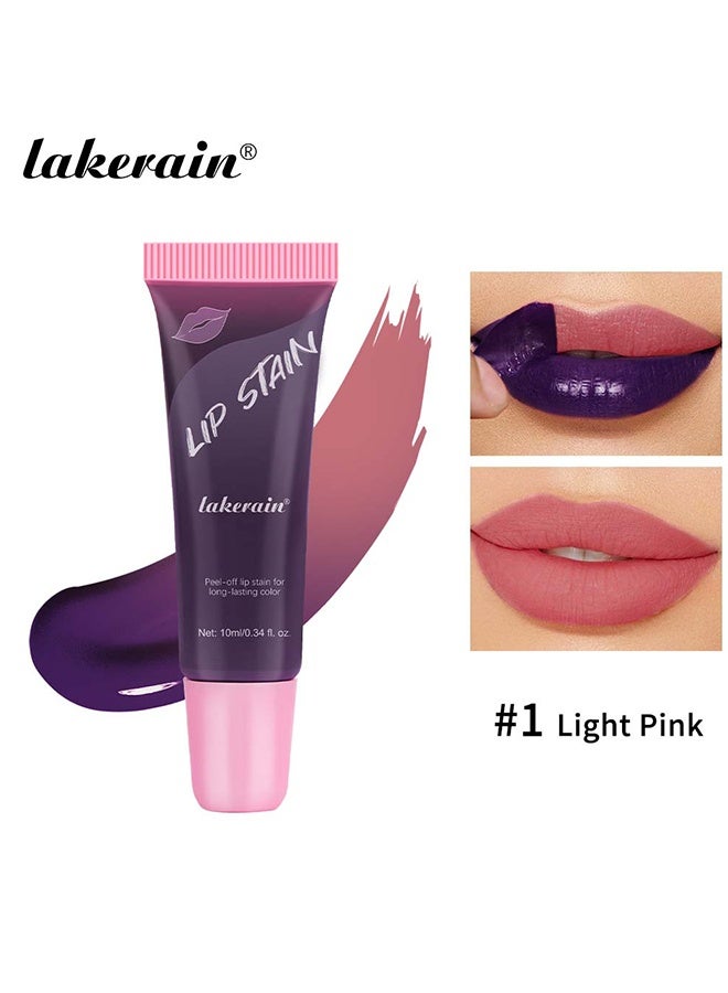 lakerain Lip Stain Peel Off Lip Stain Light Pink Peel Off Lip Color Stain Lipstick Long Lasting Lip Stain Peel Off Sweat Proof Waterproof Highly Pigmented Matte Lipstick Liquid Peel Off Lip Tint 10ml #01 - Image 1
