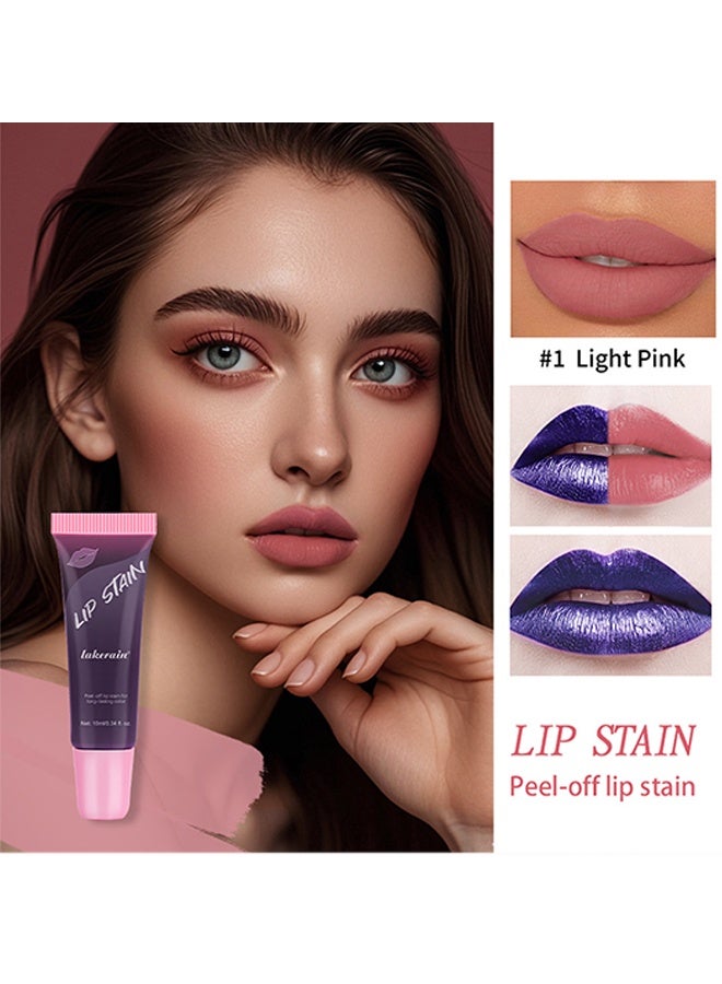 lakerain Lip Stain Peel Off Lip Stain Light Pink Peel Off Lip Color Stain Lipstick Long Lasting Lip Stain Peel Off Sweat Proof Waterproof Highly Pigmented Matte Lipstick Liquid Peel Off Lip Tint 10ml #01 - Image 2