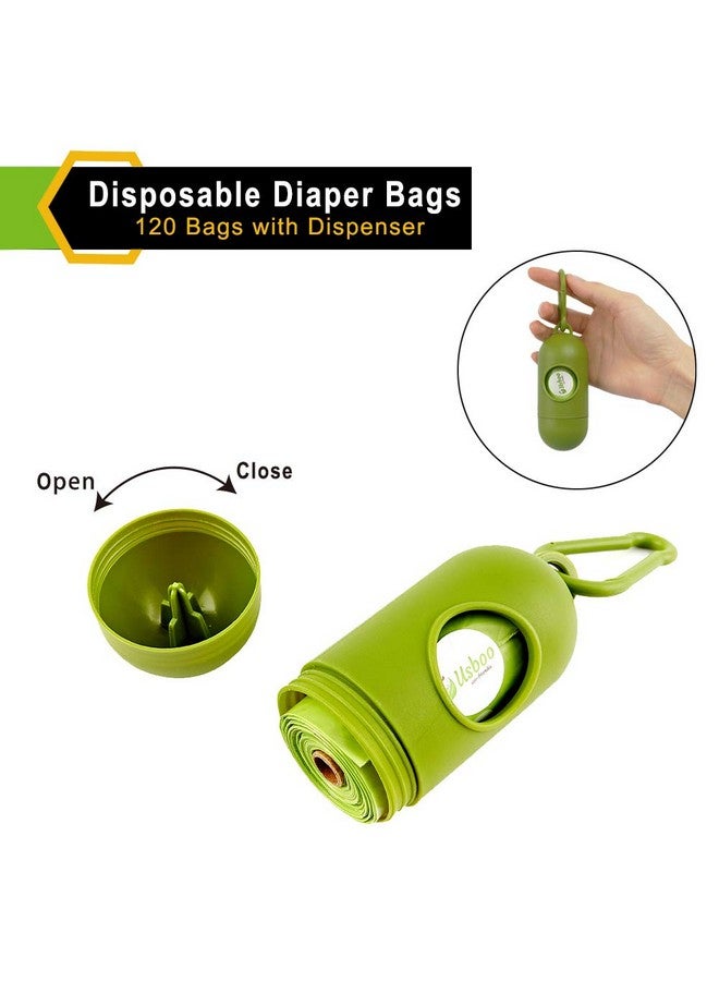 USBOO Baby Disposable Diaper Bags, Waste Bags 8 Refill Rolls/120 Bags with Dispenser, Convenient and Quick Diaper Disposal, Unscented - Image 3