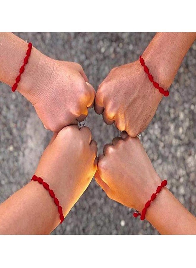 kelistom Handmade Buddhist String Bracelets for Women Men Tibetan Adjustable Woven Rope Bracelet for Protection and Luck, Red and Black, 2or 6 pcs/set, 5.8'' to 12'', synthetic-fiber, Cubic Zirconia - Image 3