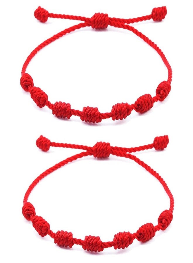 kelistom Handmade Buddhist String Bracelets for Women Men Tibetan Adjustable Woven Rope Bracelet for Protection and Luck, Red and Black, 2or 6 pcs/set, 5.8'' to 12'', synthetic-fiber, Cubic Zirconia - Image 1