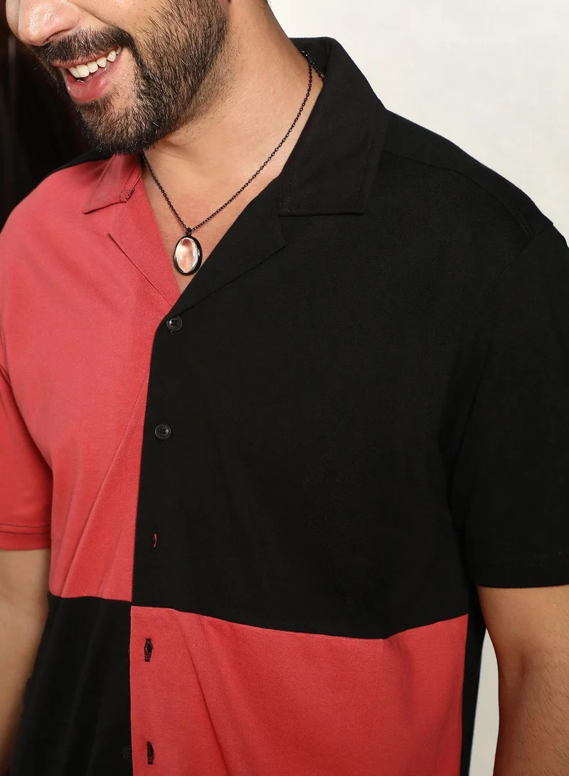 CAHOOT  Men's Crimson Red & Jet Black Maxi Checkers Shirt for Men | Best Price UAE