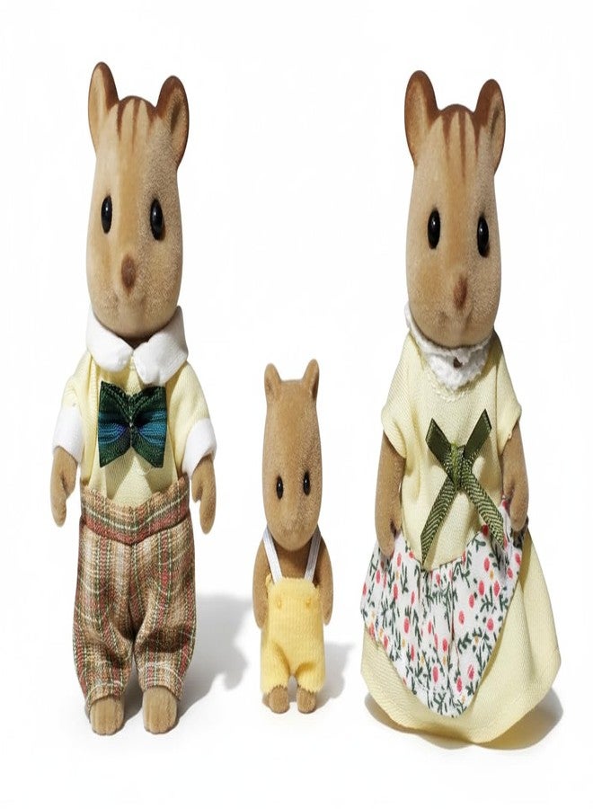 OLEOCA Family Brown Chipmunk Figures - Set of 3 Collectible Flocked Mini Dolls with Removable Clothes, Dollhouse Pretend Play Set for Kids Ages 3+ - Image 1