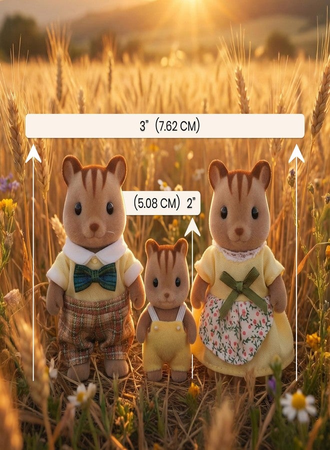 OLEOCA Family Brown Chipmunk Figures - Set of 3 Collectible Flocked Mini Dolls with Removable Clothes, Dollhouse Pretend Play Set for Kids Ages 3+ - Image 3