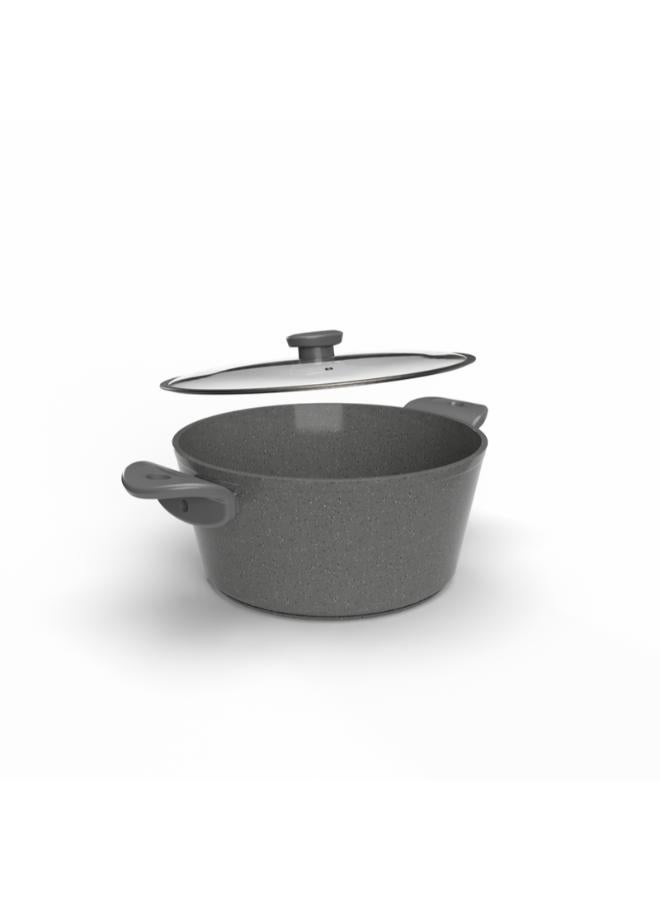 Top Chef Granit Pot glass lid 16 Cm Grey (Suitable For Induction) - Image 1