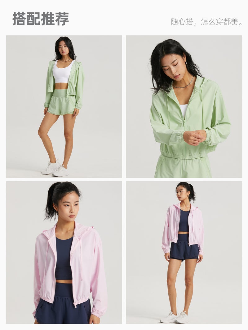 Aido'S New Yoga Top Short Zipper Dopamine Sun Protection Sports Jacket Hooded Casual Running Fitness Clothing - Image 5