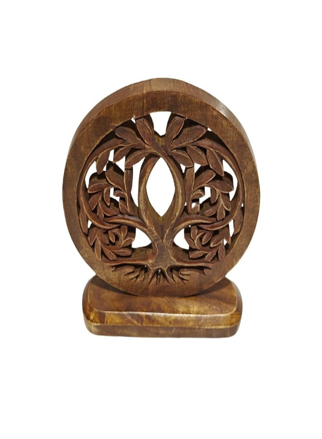 VANIYA CRAFTS تمثال خشبي منحوت يدويًا من VANIYA CRAFTS®، على شكل شجرة، يُستخدم كديكور منزلي لغرفة المعيشة، غرفة النوم، المكتب، أو الخزائن. - Image 4