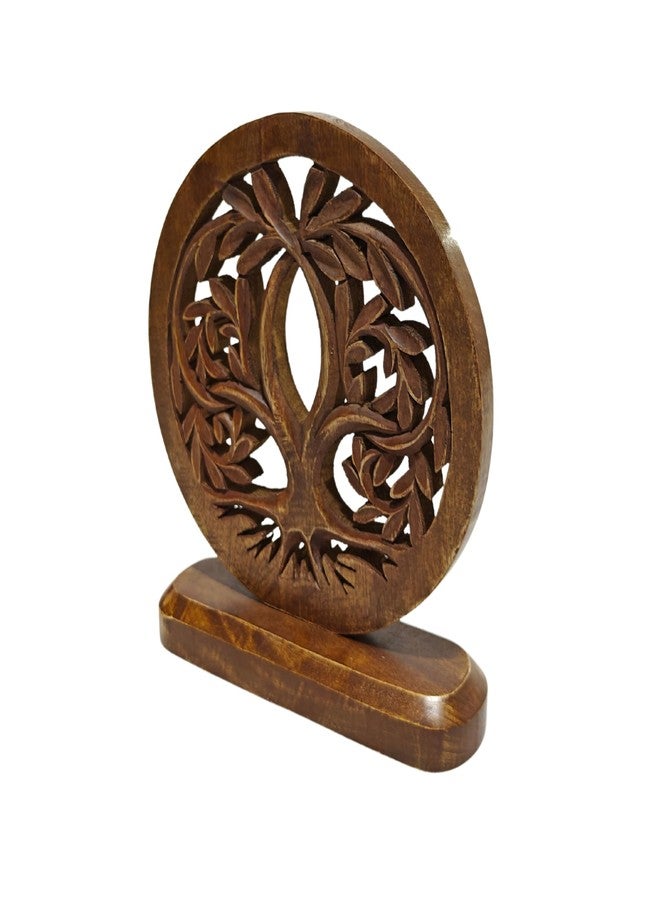 VANIYA CRAFTS تمثال خشبي منحوت يدويًا من VANIYA CRAFTS®، على شكل شجرة، يُستخدم كديكور منزلي لغرفة المعيشة، غرفة النوم، المكتب، أو الخزائن. - Image 3