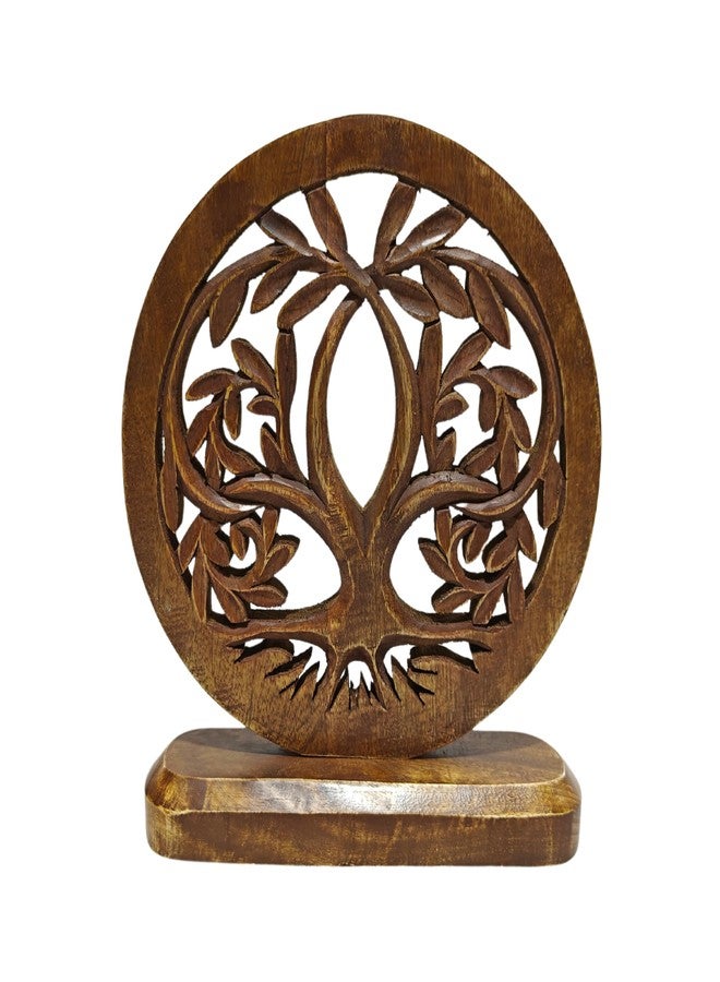 VANIYA CRAFTS تمثال خشبي منحوت يدويًا من VANIYA CRAFTS®، على شكل شجرة، يُستخدم كديكور منزلي لغرفة المعيشة، غرفة النوم، المكتب، أو الخزائن. - Image 1