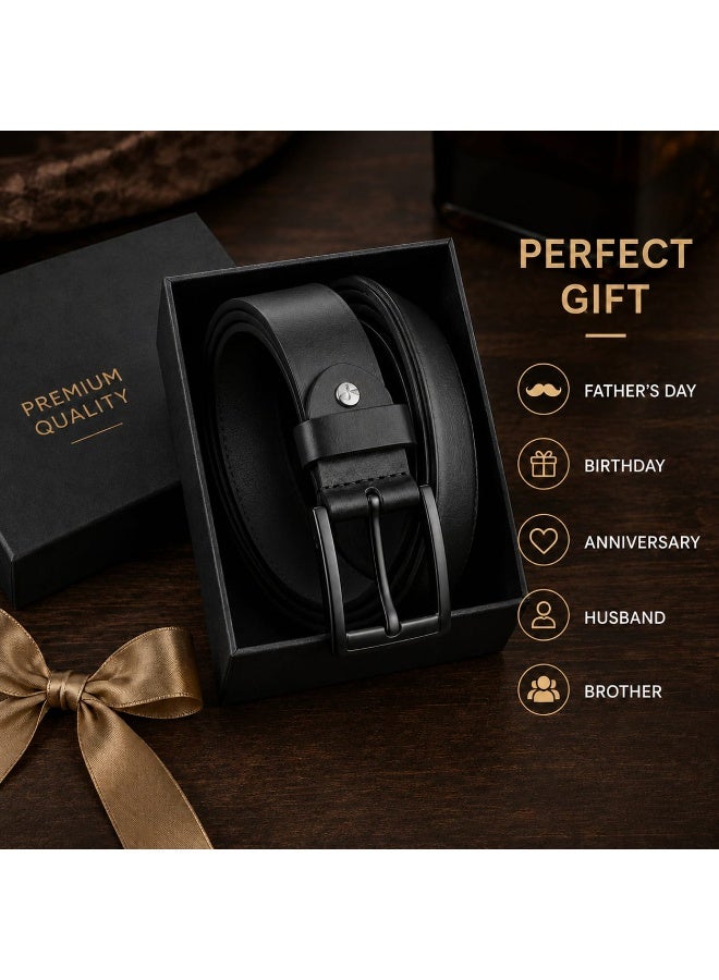 POGAGO Premium Genuine Leather Belt for Men – Classic Pin Buckle Dress Belt, 4mm Thick Leather Strap, 1.5 Inch Width, Adjustable Fit, Formal & Casual Belt for Office, Business, Jeans & Trousers - Image 5