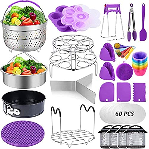 Accessories for Instant Pot Sugaroom 100 PCS Pressure Cooker Accessories Set Compatible with Instant Pot Accessories 6 qt 8 quart2 Steamer Baskets Springform Pan Egg Rack Egg Bites Mold and More