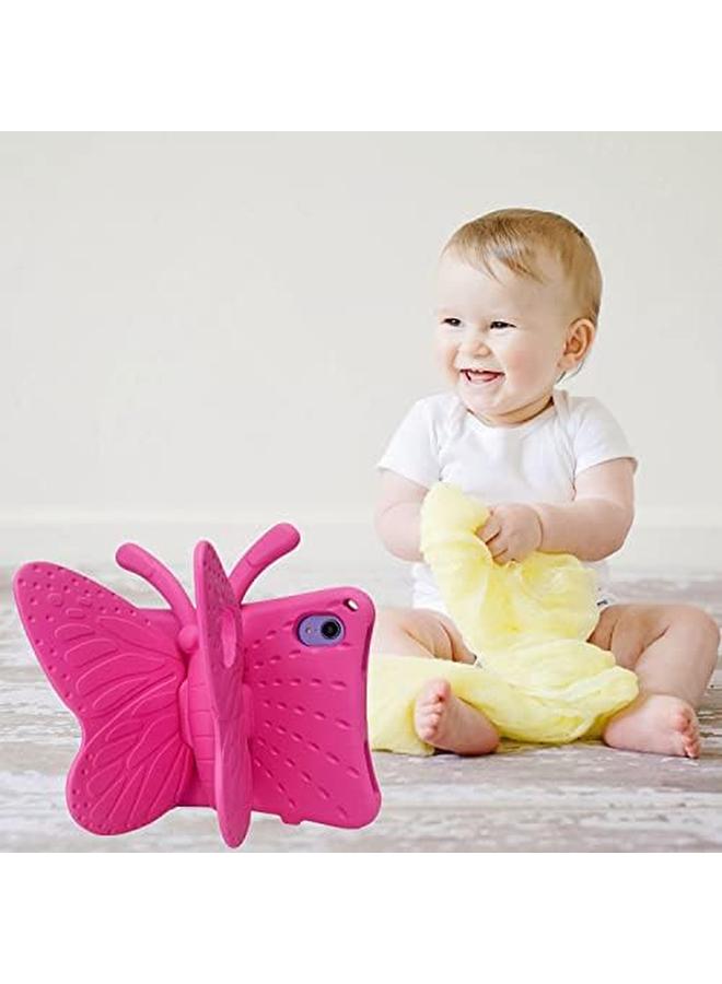 إيروريكس حافظة ايباد ميني 6 من كيدز باترفلاي حافظة ايباد ميني 2021 للاطفال مقاومة للصدمات وخفيفة الوزن مصنوعة من إسفنج ايفا لحماية فائقة لاجهزة ايباد ميني 8.3 انش للبنات باللون الوردي - Image 3