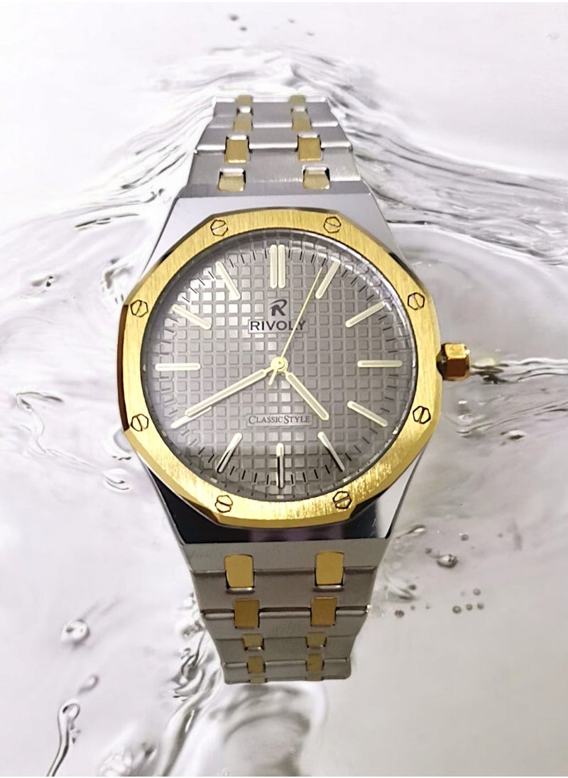 Rivoly Men's Stainless Steel Analog Quartz Watch, Easy to Read Fashion Design Waterproof Classic Luxury Big Face Wrist Watch  - Image 2