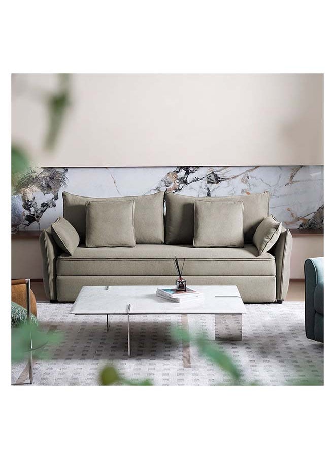 DANUBE HOME Danube Home Zaden 3 Seater Fabric Sofabed Modern Design Three Seat Sofas Comfortable Living Room Furniture L 220 x W 86 x H 92 cm Beige  - Image 1