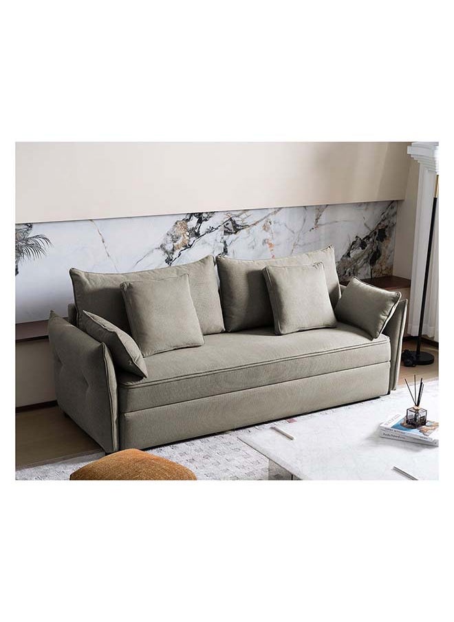 DANUBE HOME Danube Home Zaden 3 Seater Fabric Sofabed Modern Design Three Seat Sofas Comfortable Living Room Furniture L 220 x W 86 x H 92 cm Beige  - Image 2