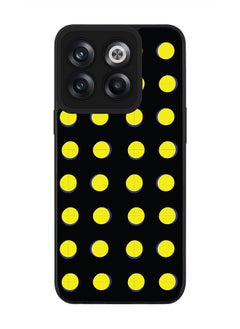 Rugged Black edge case for OnePlus Ace Pro Slim fit Soft Case Flexible Rubber Edges Anti Drop TPU Gel Thin Cover - Yellow Dots