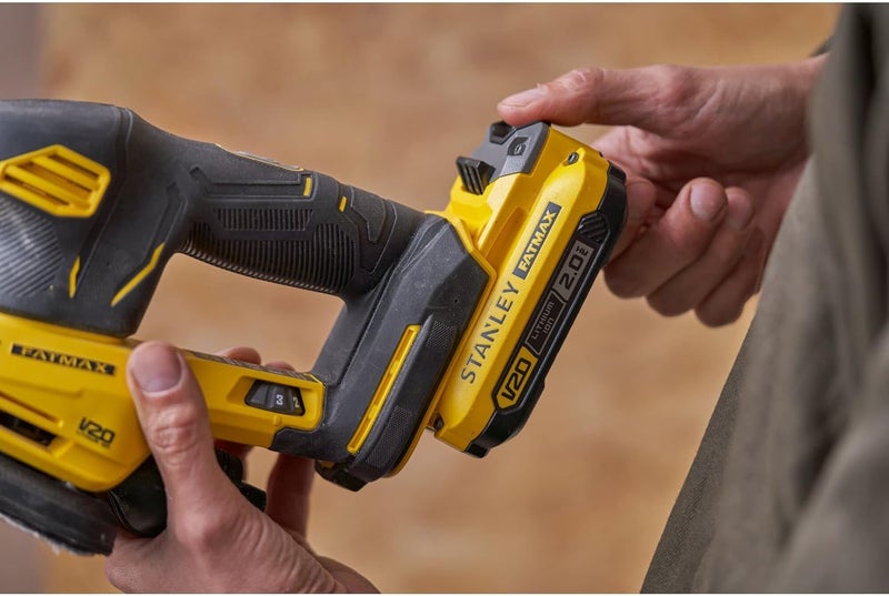 ستانلي Lijadora Detalles V20 Li-Ion 18V، سرعة متغيرة 9.000-12.000 Opm، قاعدة الحجم 110 مم/سم²، توصيل للشفاطات. - Image 5