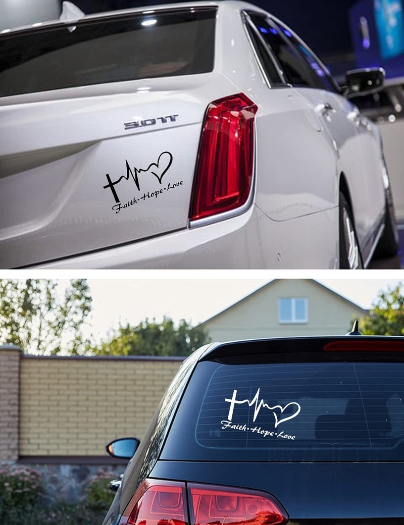 SHENYI Hope Faith Love Heart Car Decal Stickers, Jesus Cross Vinyl Sticker for Car Windows, Tablets, Laptops, Water Bottles (White) - Image 5